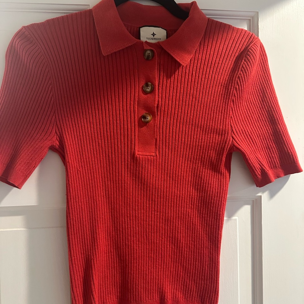 Tuckernuck Red Ribbed women’s Button Down Shirt